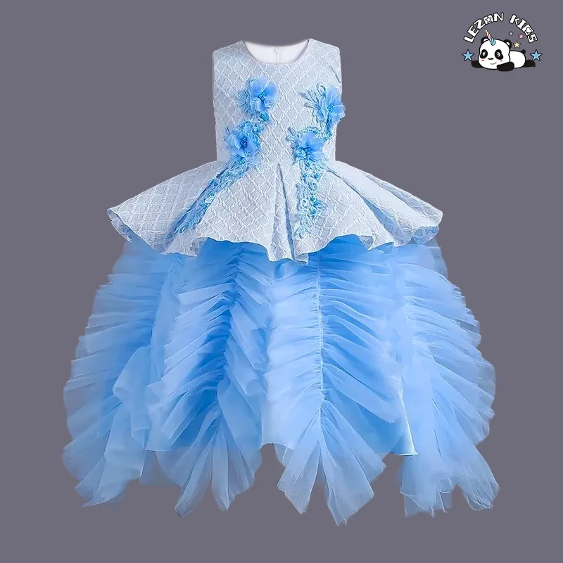 LEZONKIDS - Children's princess dress baby girl host evening dress trendy in summer for flower girl dress for 2 years to 7year